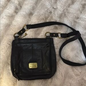 Fossil Black Leather Crossbody Bag